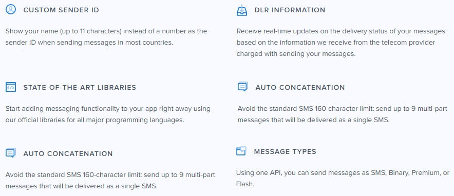 Message Bird SMS Gateway Features